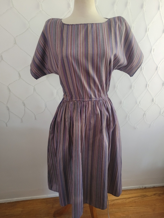 Young Edwardian Dresses & Skirts - Rare Vintage Prairie Dress by Young Edwardian • Elastic Waist • Striped • Sz 3/4